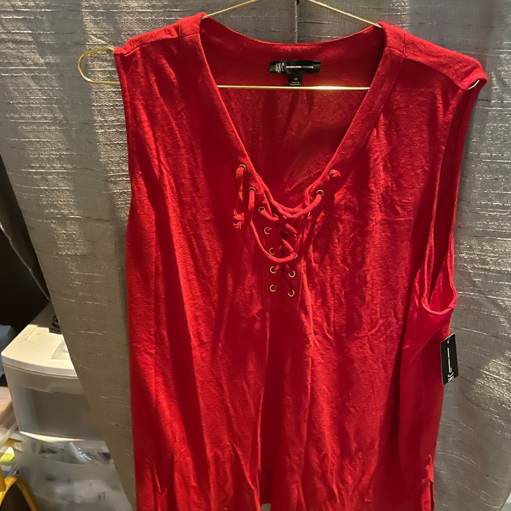 International Concepts Women’s Real Red Tank Top-4X -NET